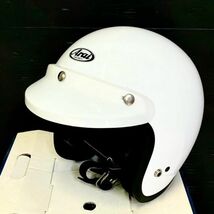 仙57 Arai S-70 ジェットヘルメット オープンフェイス Lサイズ 59-60センチ ホワイト系 アライ ヘルメット 白 箱付き_画像1