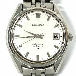 仙105 SEIKO Skyliner 6102-8000 腕時計 手巻き デイト 21石 アナログ 3針 セイコー スカイライナー メンズ シルバー文字盤 ラウンド