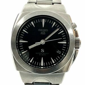 仙28 SEIKO AGS 5M42-0E50 腕時計 自動巻き デイト アナログ 3針 セイコー メンズ ブラック文字盤 ラウンド