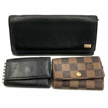 仙102 【3点】Louis Vuitton / GUCCI / dunhill キーケース 6連 LV N62630 ダミエ グッチ 長財布 ダンヒル ブラックカラー_画像1