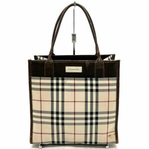 仙13 Burberry ハンドバッグ トートバッグ ノバチェック ベージュ系 バーバリー 手提げ 鞄 ブラウン系 茶色