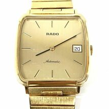 仙16【稼働】RADO 634.3298.2 自動巻き デイト 腕時計 ゴールド文字盤 2針 スクエア アナログ ラドー メンズ AUTOMATIC_画像1