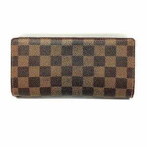 仙102 Louis Vuitton N60825 ダミエ ポルト カルト クレディ 二つ折り 財布 長財布 ブラウン系 ルイヴィトン LV 札入れ 小銭入れ