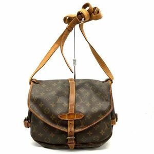 仙12【訳あり】Louis Vuitton M42256 モノグラム ソミュール 30 ショルダーバッグ ブラウン系 ルイヴィトン LV 斜め掛け クロスボディ