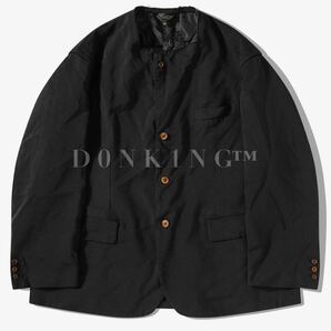 川久保玲 ブラックコムデギャルソン BLACK COMME des GARCONS 新作 ポリエステル 縮絨 スクエアカラー 襟オフ オーバーサイズ ジャケット S