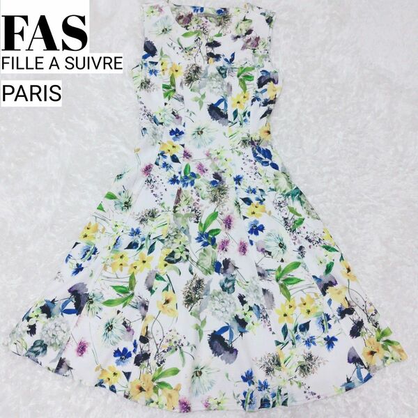 FAS FILLE A SUIVRE PARIS ワンピース 花柄 白 袖なし