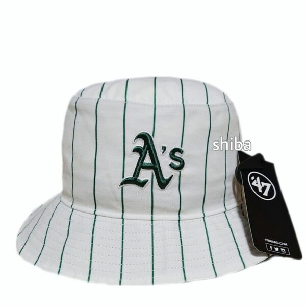 47 Brand フォーティーセブン バケットハット 帽子 キャップ アスレチックス 白 ホワイト 緑 グリーン ユニセックス