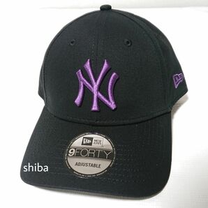 NEW ERA ニューエラ 正規品 キャップ 帽子 黒 ブラック 紫 パープル ヤンキース NY 野球 MLB ユニセックス