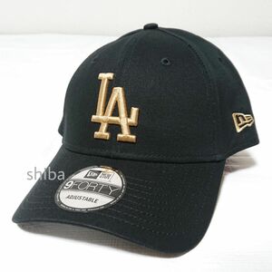 NEW ERA ニューエラ キャップ 帽子 ブラック 黒 ゴールド 金 ドジャース 野球 MLB ユニセックス フリーサイズ 大谷