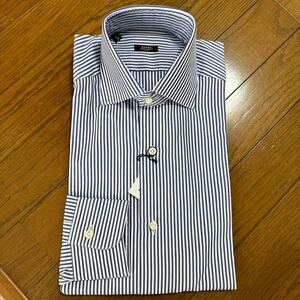 BARBA 長袖 ハンドメイド シャツ 細ストライプ 36 イニシャル T.O. 定価40,000