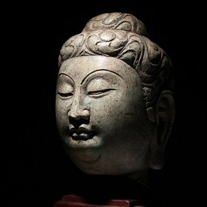 実業家コレクト放出 178 唐時代 如来仏頭 石仏 高さ約25.5cm （検）如来首 石彫刻 仏教美術 中国美術 唐物の画像5
