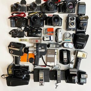 まとめ売り Canon Nikon Pentax Minolta PETRI など 一眼レフ 二眼 フィルムカメラ ビデオカメラ ストロボ等 ジャンク品 動作未確認/A4774