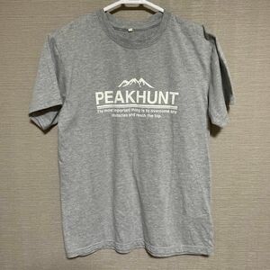 メンズ　半袖Tシャツ　PEAKHUNT 山　キャンプ　アウトドア　カットソー　M グレー