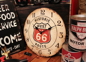 1 jpy new goods in dust real . route 66. wall clock clock garage american interior man front interior 