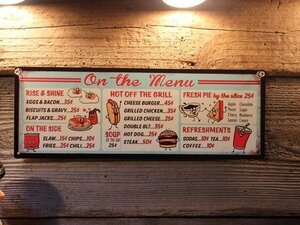 1 jpy new goods rust . feeling . highest american Dyna - menu board signboard handle burger american miscellaneous goods garage retro manner 