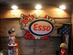 1 jpy new goods eso Tiger autograph board Setagaya base american interior garage ESSO metal autograph 