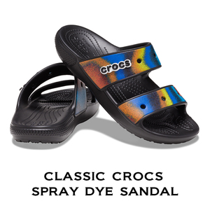 25cm クロックス クラシック スプレイ ダイ サンダル Classic Crocs Spray Dye Sandal ブラックxマルチ black multi M7W9 新品