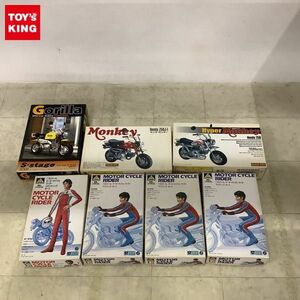 1円〜 アオシマ他 1/12 モーターサイクルライダー ライディングポーズ、ホンダ モンキー 等