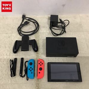 1円〜 動作確認/初期化済 箱無 Nintendo Switch HAC-001 本体 Joy-Con ネオンブルー ネオンレッド ドック 他の画像1