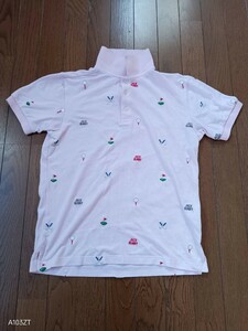 【中古】Jack Bunny　ジャックバニー　メンズ　ゴルフウェア　半袖 ポロシャツ　総ゴルフアイテム柄　ピンク メンズサイズ M （4）