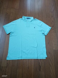 1325【中古】POLO GOLF 　ポロゴルフ ウェア ポロラルフローレン 青に見えますが薄いグリーンです、　半袖　ポロシャツ メンズ　サイズ　XL