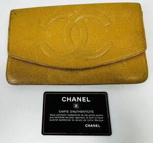  ▽ CHANEL シャネル 二つ折り 財布 ファスナー付き レディース オールドシャネル ココマーク ギャランティーカード付 /265106/58-55