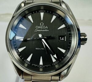 я OMEGA オメガ シーマスター アクアテラ 150M グレー文字盤 クオーツ メンズ腕時計/265759/514-32