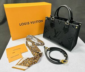 Я【美品】LOUIS VUITTON ルイヴィトン オンザゴーPM 2wayバッグM45653 モノグラム アンプラント ノワール / LVスカーフ付/265760 / 515-11