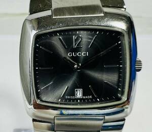 ● GUCCI グッチ 8500M スクエア クオーツ グレー文字盤 メンズ腕時計 （コマ付）/265633/515-51