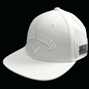 新品 キャロウェイ 平ツバ キャップ フリーサイズ Callaway ゴルフ GOLF 帽子 ロゴ メンズ 刺繍 白 オールシーズン対応 ◆SE1011