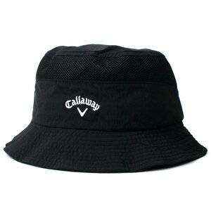 新品 キャロウェイ ゴルフ 吸汗速乾 バケット ハット サイズフリー Callaway 帽子 ロゴ刺繍 小物 メンズ 黒 ブラック ◆CN1941