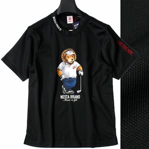 新品 春夏 ネスタ ゴルフ 吸水速乾 ハイネック 半袖 シャツ M 黒 NESTA GOLF Tシャツ モックネック ゴルフウェア メンズ ◆CS1991A