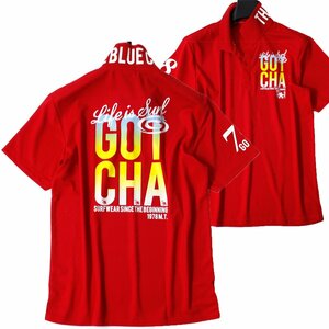 新品 春夏 ガッチャ ゴルフ グラデーションロゴ 鹿の子 半袖 ポロシャツ XXL 赤 GOTCHA GOLF シャツ 吸水速乾 メンズ ウェア ◆CG2351B