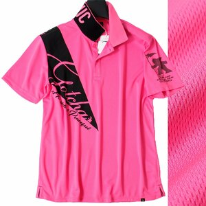 新品 春夏 ガッチャ ゴルフ ビッグロゴ 半袖 ポロシャツ XXL ピンク GOTCHA GOLF メンズ シャツ 吸水速乾 UVカット ウェア ◆CG2404B