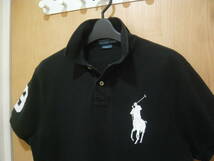 POLO by RALPH LAUREN ラルフローレン ビッグポニー 胸刺繍ロゴ 鹿の子ポロシャツ カノコ 黒 ブラック メンズS(JPメンズM)_画像2