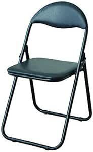 [山善] 折りたたみ椅子 パイプ椅子 幅44.5×奥行47.5×高さ79.5cm 軽量 会議椅子 完成品 ブラック YZX-08(