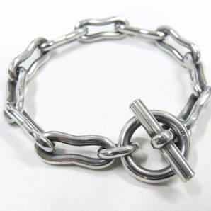 〇シルバー925 ボーン チェーン ブレスレット 【Size 16.5】日本製 重量46g ビンテージ加工 SILVER CHAIN BRACELET