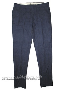  Brooks Brothers Brooks Brothers plain front trousers MILANO navy flax linenW36 waist 92cm XL unused exhibition goods 