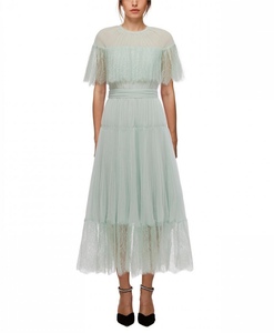 セルフポートレイト Self-Portrait ワンピース レース シフォン ケープ グリーン グリーン US4 UK8 サイズ M 未使用品 Chiffon Cape Dress