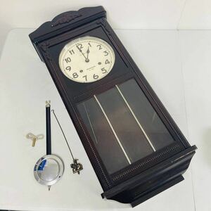 現状品 SEIKOSHA 精工舎 ゼンマイ式 振り子時計 掛け時計 ボンボン時計 2針 昭和レトロ　アンティーク 掛時計 古時計 当時物 ジャンク