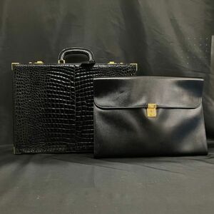 BEM855H attache case python type pushed . enamel leather document case business bag men's business bag black group 