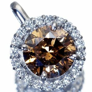 1円～【ジュエリー極】超希少！超大粒良質天然１粒コニャックブラウンダイヤ1.16ct＆脇ダイヤ0.12ct 高級Pt950ヘッド k8530kv【送料無料】の画像2