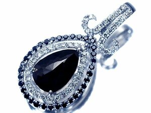 1円～【ジュエリー極】超希少！1粒天然ブラックダイヤモンド1.27ct＆脇ダイヤモンド0.43ct 高級K18WGペンダントヘッド a1139oi【送料無料】