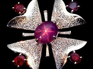 1 иен ~[ ювелирные изделия высшее ] не нагревание гарантия прекрасное качество не нагревание Star рубин 2.64ct& рубин 0.87ct& diamond высококлассный K18WG head . брошь k8592rv[ бесплатная доставка ]