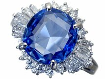 1円～【ジュエリー極】鑑/分析 スリランカ産 上質天然非加熱ブルーサファイア4.30ct＆ダイヤ0.61ct 高級Pt900リング k8589iml【送料無料】_画像1