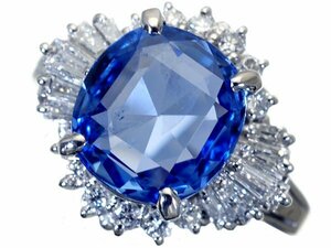 1 jpy ~[ jewelry ultimate ]./ analysis Sri Lanka production fine quality natural non heating blue sapphire 4.30ct& diamond 0.61ct high class Pt900 ring k8589iml[ free shipping ]