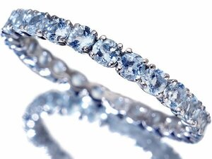 1 jpy ~[ jewelry ultimate ] brand stamp have natural aquamarine high class K18WG full Eternity ring so-tingt4304ir[ free shipping ]