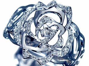 【ジュエリー極】美しい薔薇デザイン！天然ダイヤモンド0.15ct 高級K18WGリング a1141mr【送料無料】