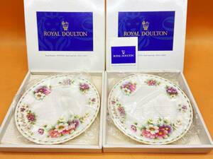 E456[ unused storage goods ]ROYAL DOLTON Royal Doulton man s Lee plate 21cm floral print gold . pretty 2 sheets together tableware 