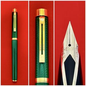 SHEAFFER ★☆ ジャンク品扱い 14K 585 シェーファー グリーン ゴールド USA 万年筆 筆記用具 約14㎝ 正常筆記未確認